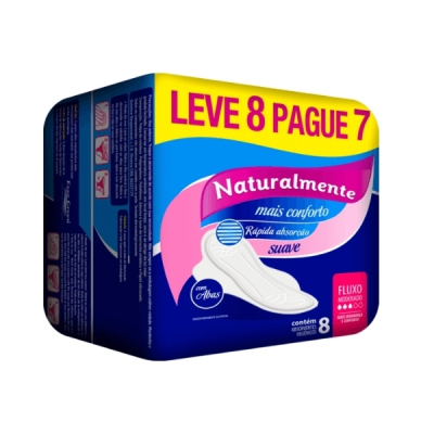 Absorvente Naturalmente 8 Unidades Suave Abas